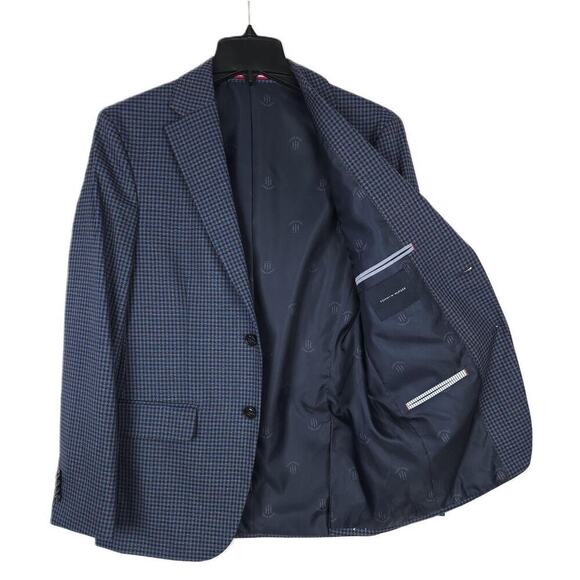 Tommy Hilfiger Men's Modern-Fit Stretch Sport Coat Blue/Brown Check 36R NWT - Picture 2 of 5